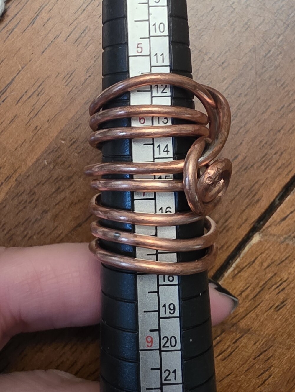 Handcrafted Handwrapped Copper Wire Wrapped Ring with Clear Quartz Crystal - Picture 15 of 15